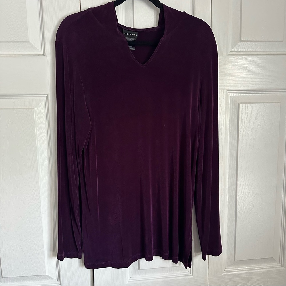 Vintage Citiknits Hooded Womens M Stretch Pullover Top Minimalist Office Lounge